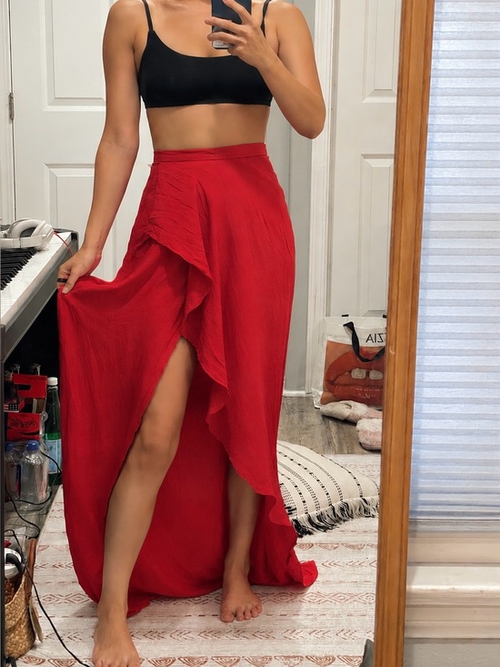 The Jetset Diaries Dresses & Skirts - The Jetset Diaries Red Asymmetrical Skirt
